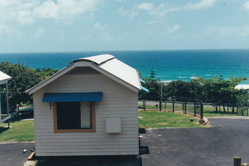 A small cottage near the ocean. 