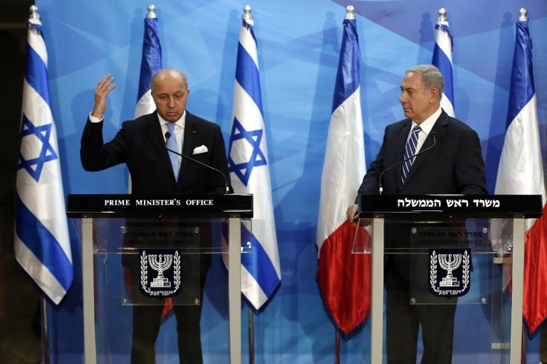 Laurent Fabius and Benjamin Netanyahu
