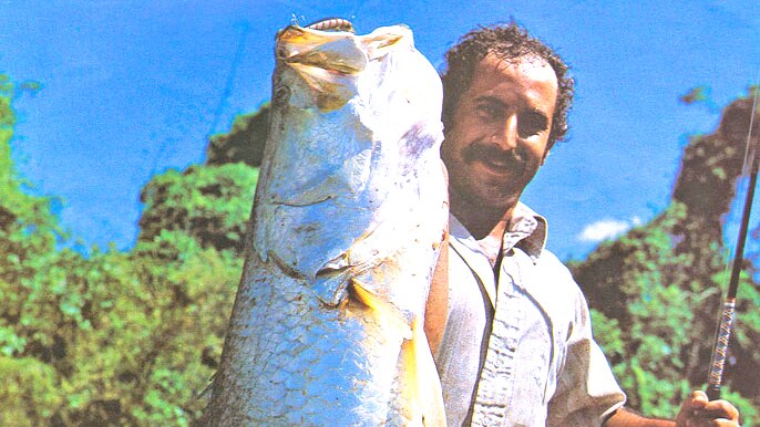 A big barra caught by Alex Julius in 1979