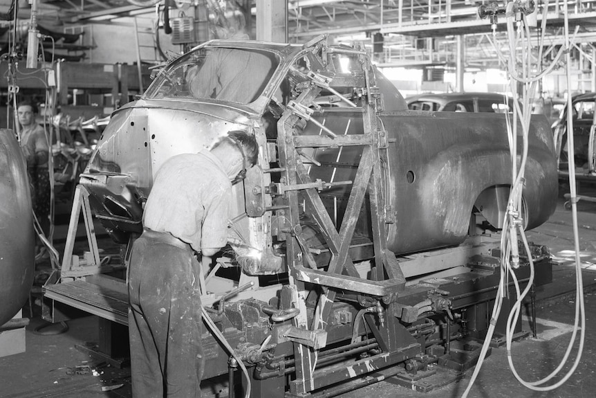 Photo of a Ford ute being made.