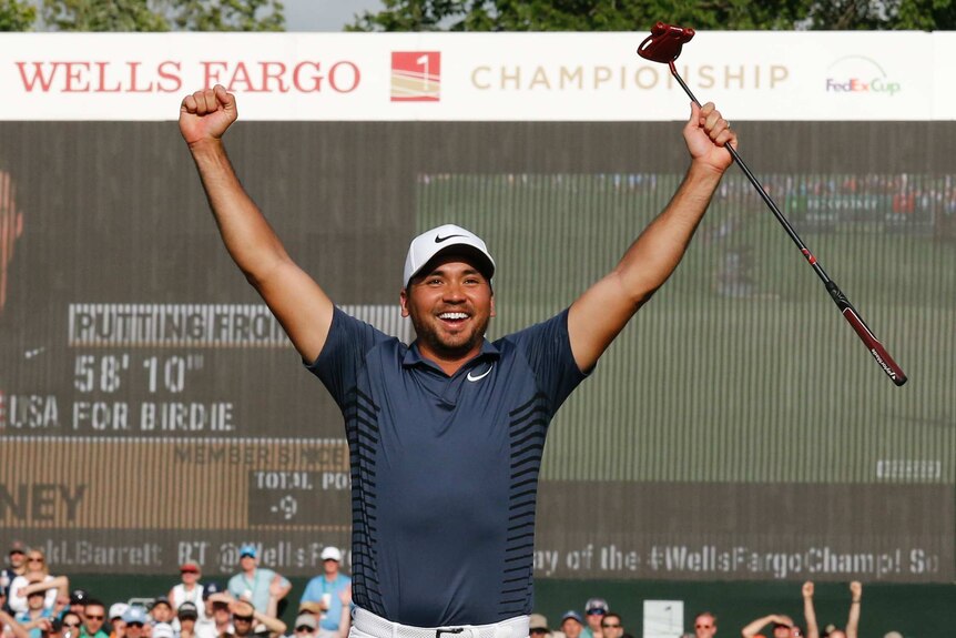 Jason Day celebrates win at Wells Fargo Championship