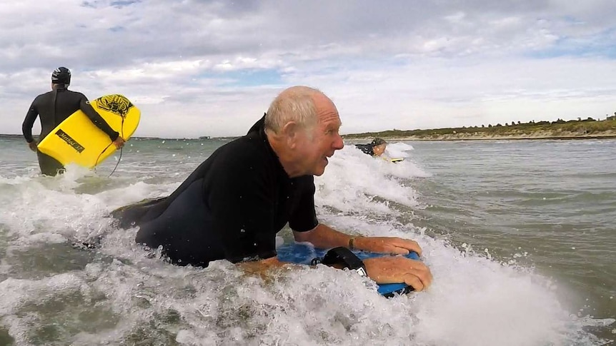 Retired GP Michael Page enjoying his diurnal boogie boarding session