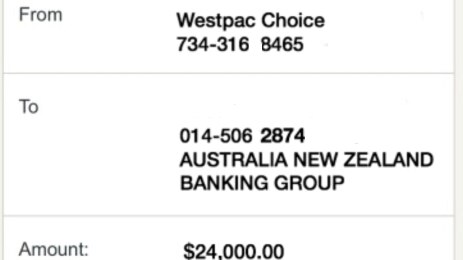 Screenshot of an example fake banking transfer receipt.