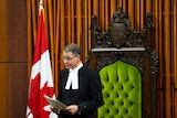 Anthony Rota delivers a speech from the speaker's chair in Canada's parliament. 