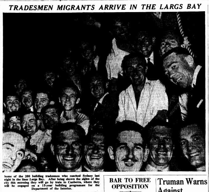 Tradesmen migrants arrive in Largs Bay