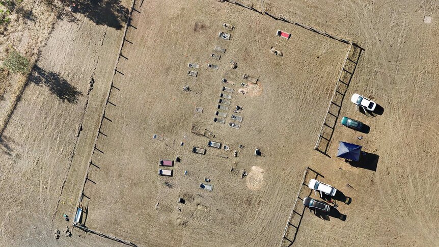 Aerial image of graves at Baryulgil Cemetery