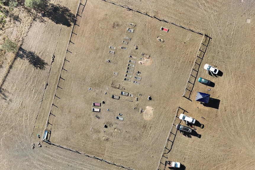 Aerial image of graves at Baryulgil Cemetery