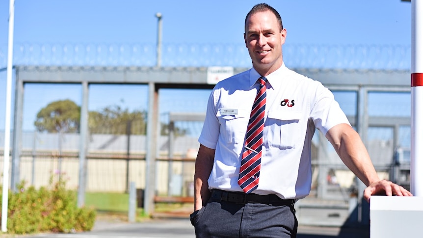 Correctional worker stands at the front of Mount Gambier Prison.