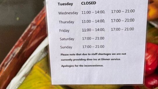 Opening times - note due to staff shortages we are not providing dine-ins at di