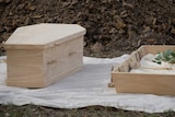 Two natural coffins at the Traralgon cemetery