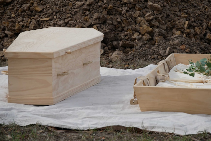 Two natural coffins at the Traralgon cemetery