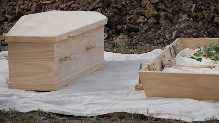 Two natural coffins at the Traralgon cemetery