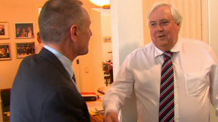 Premier Jay Weatherill meets Palmer United Party leader Clive Palmer to discuss opposition to federal budget cuts