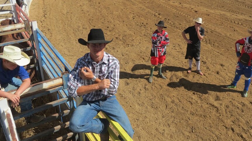 Three-times national bull riding champion Dave Kennedy at the Longreach rodeo school in central-west Qld.