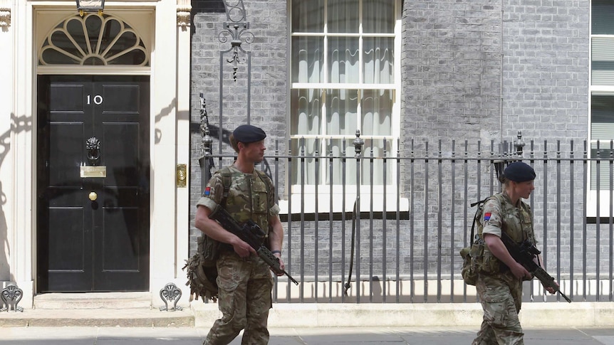 Members of the army outside 10 Downing Street