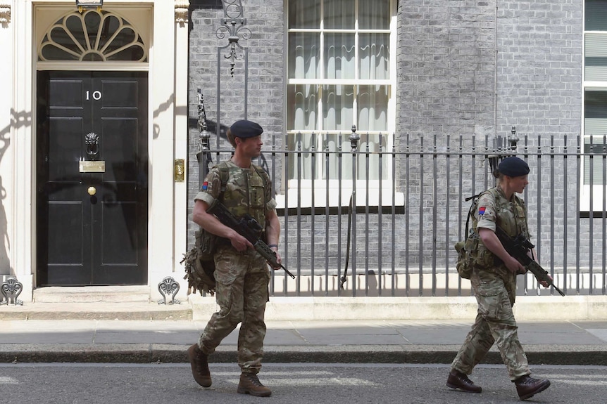 Members of the army outside 10 Downing Street