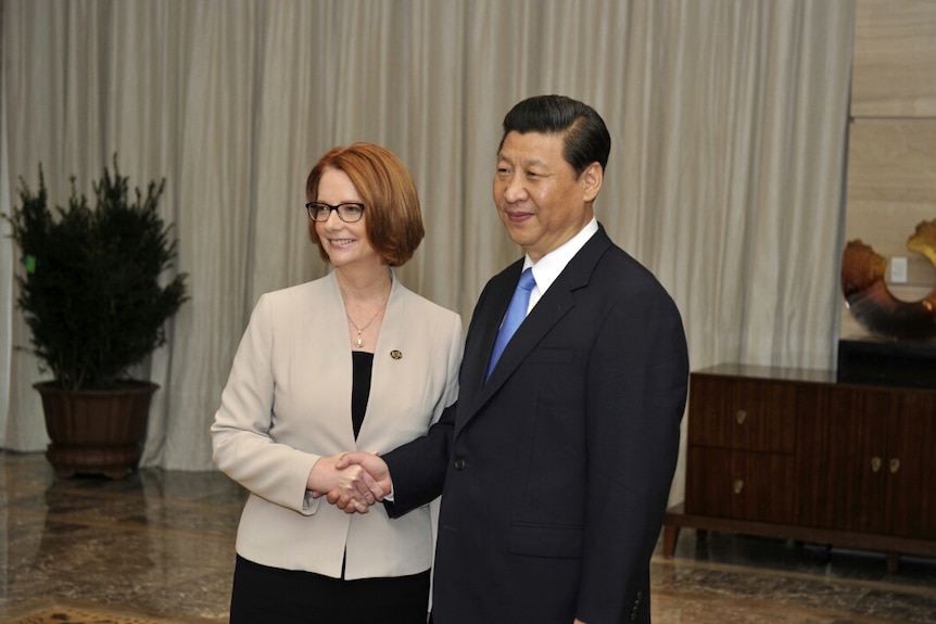 Julia Gillard meets with China's president Xi Jinping
