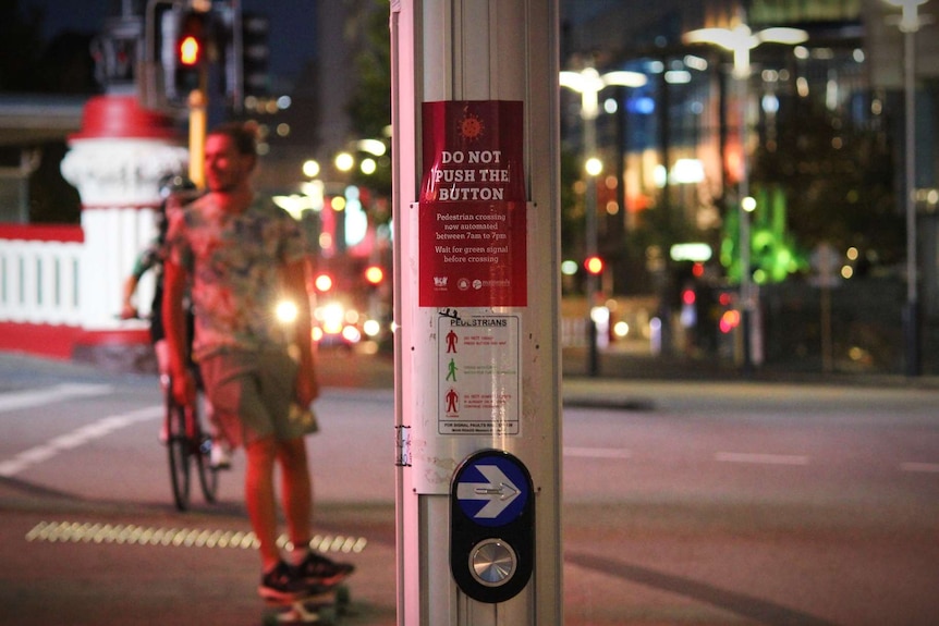 An automated traffic light at a busy Perth intersection