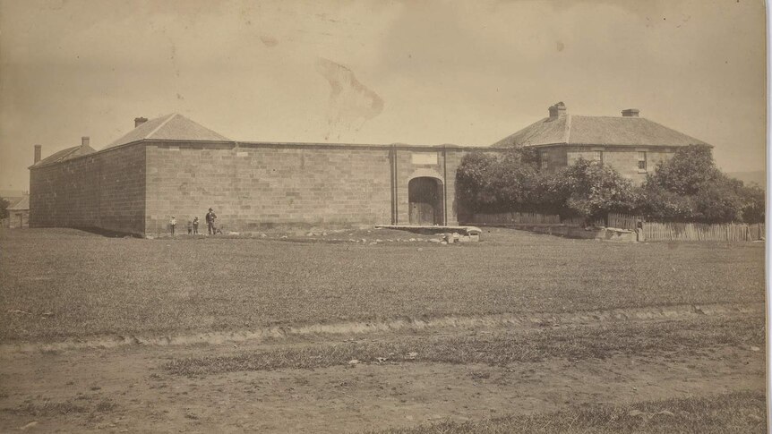 Oatlands Gaol sepia photo from Allport Library and Museum