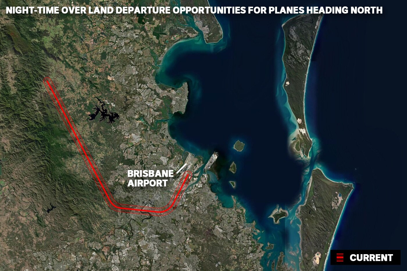 Night-time over land departure opportunities for planes heading north