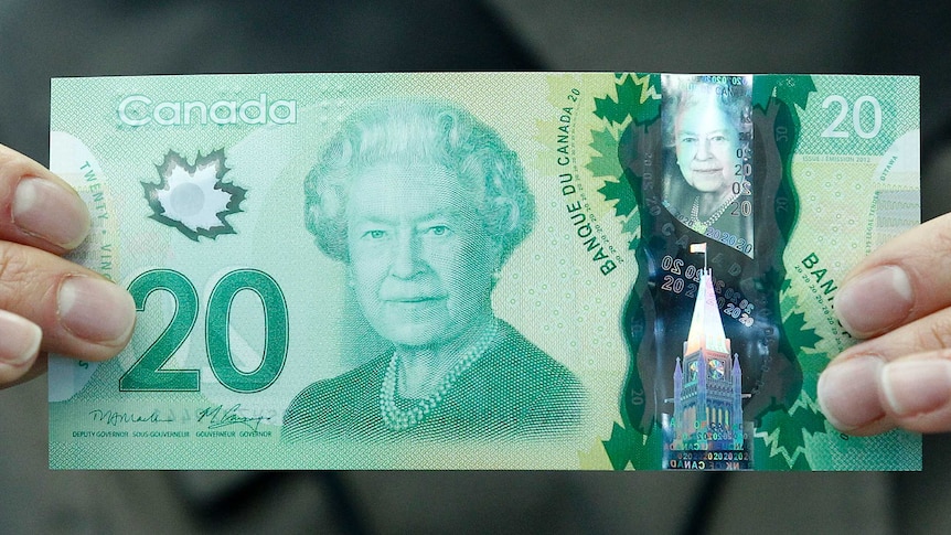 The new Canadian 20 dollar bill, made of polymer.