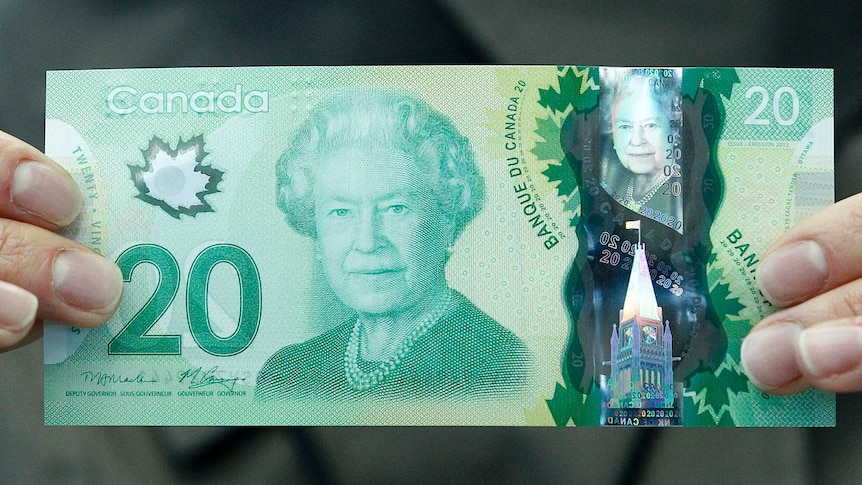 Le nouveau billet de 20 dollars canadien, en polymère.