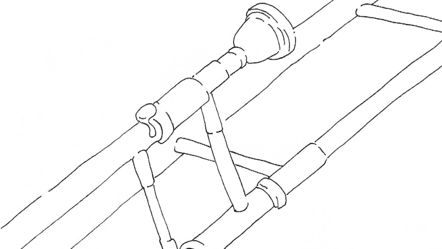 Line drawing of a trombone
