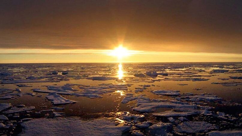 Sun sets over the Arctic