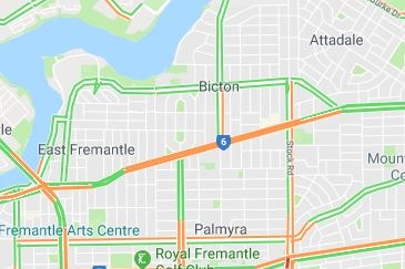 A screenshot of an interactive traffic map from Google.