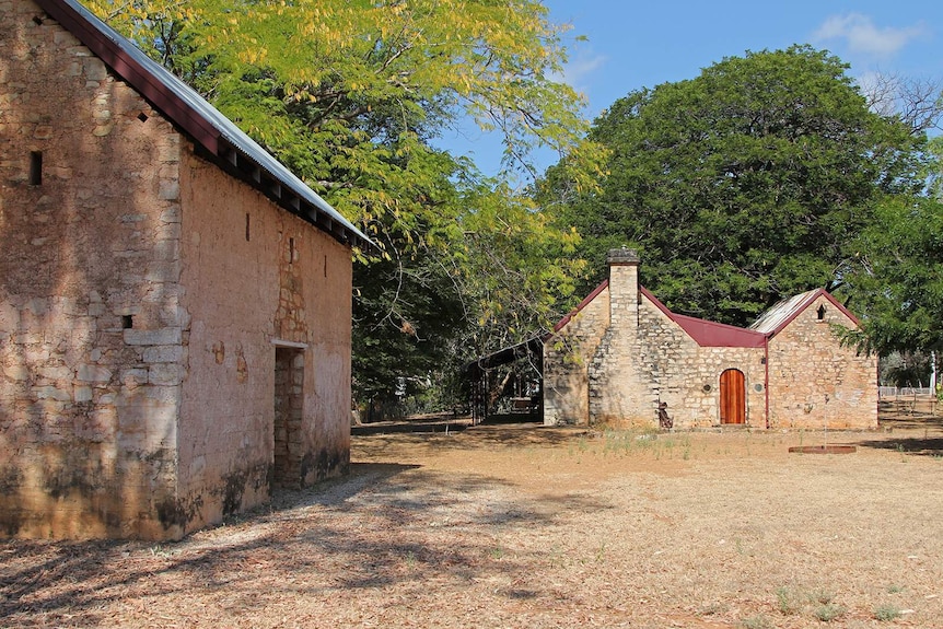A photo of two of the stone heritage buildings at Springvale Homestead.