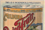 poster with the words Mildura dried fruit a household necessity