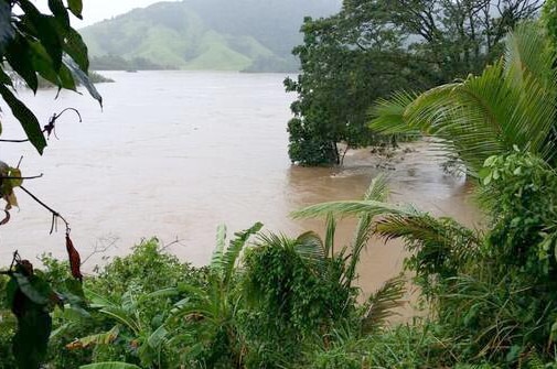 The swollen Daintree River after Cyclone Ita