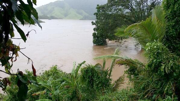 The swollen Daintree River after Cyclone Ita