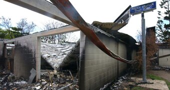 Palm Island police station after riots in 2004