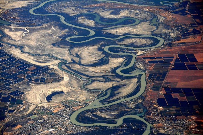 An aerial view of the Murray-Darling junction.
