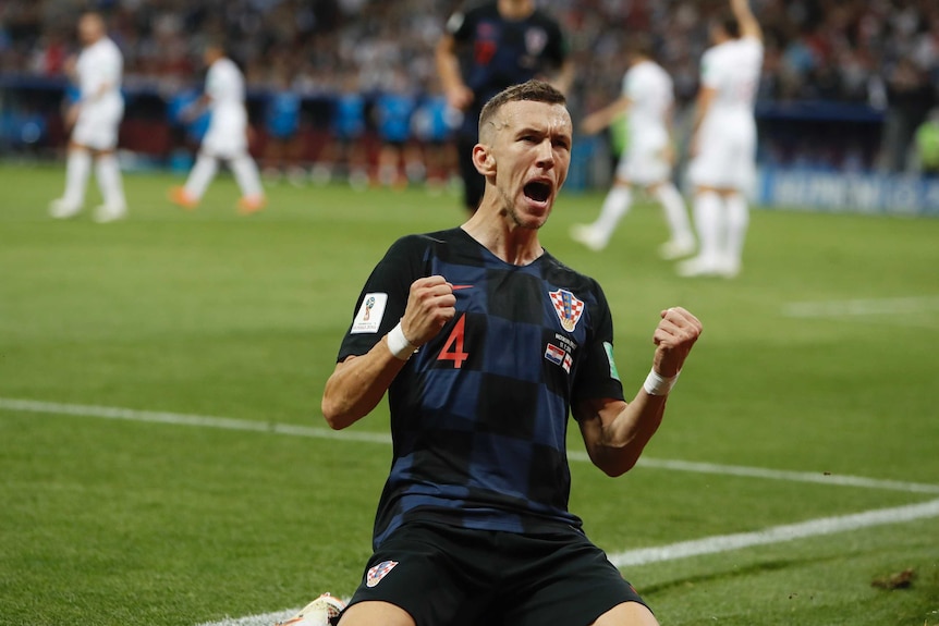 Ivan Perisic celebrates equaliser against England