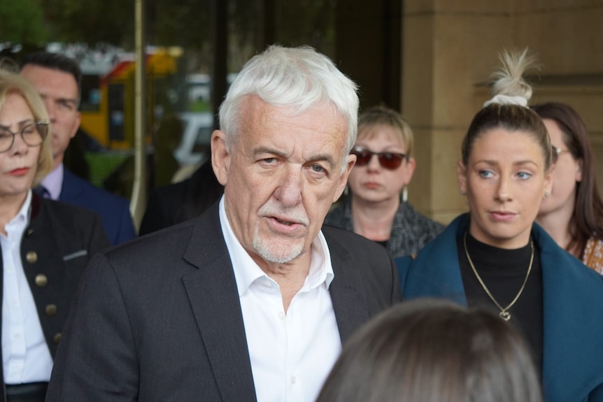 Lawyer Stuart Lindsay speaks to the media outside the Supreme Court