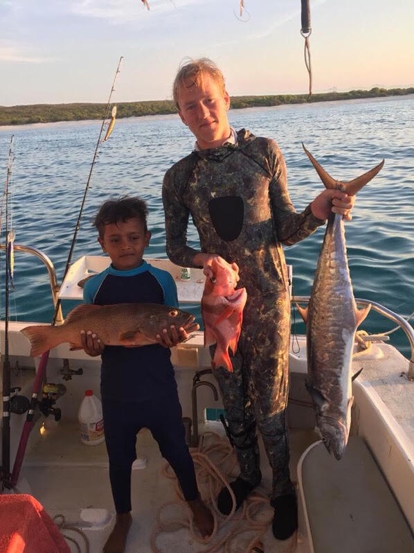 Sean Whitcombe spearfishing off the Arnhem Land coast just one day before he was attacked.