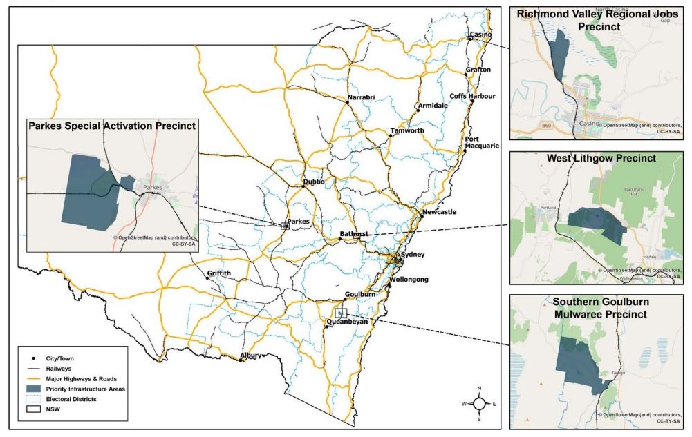 Mapa de propuestas de incineradores de Nueva Gales del Sur