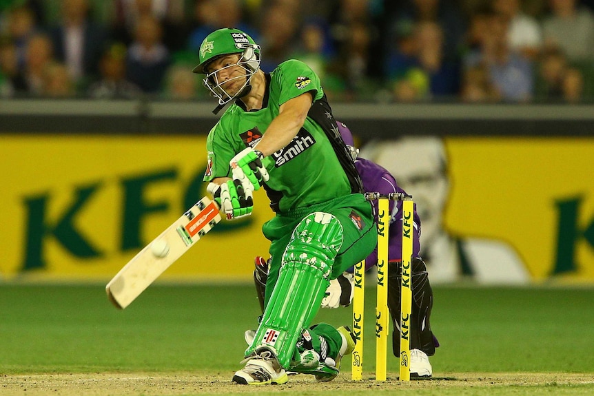Melbourne Stars batsman Luke Wright hammers the Hurricanes