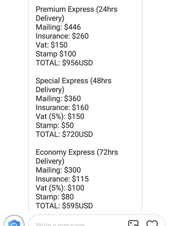 Payments options for delivery of a "Facebook lottery" card