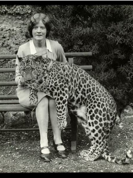 Alison Reid and Mike the leopard, Hobart's Beaumaris Zoo