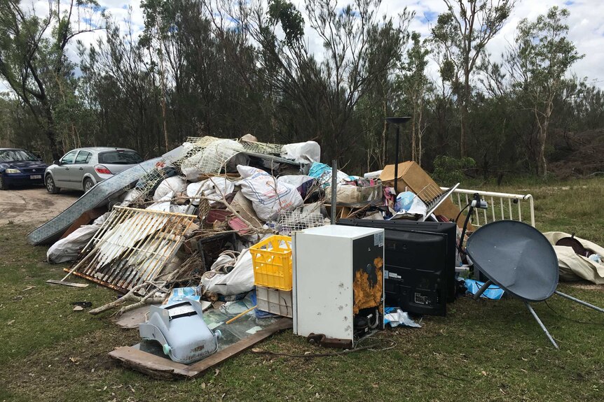 A pile of ruined possessions outside Jack Lumby's house