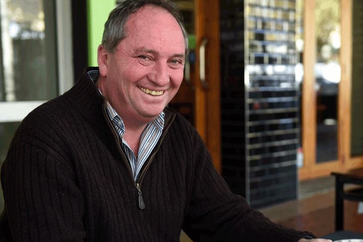 Barnaby Joyce sits with cup of coffee