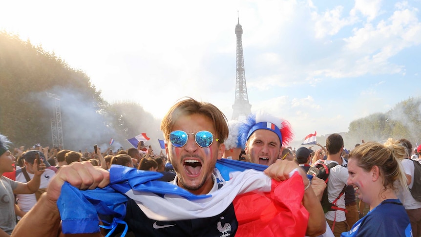 France fans celebrate after France wins World Cup