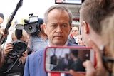 Bill Shorten is filmed on a smartphone while on the campaign trail in Victoria.