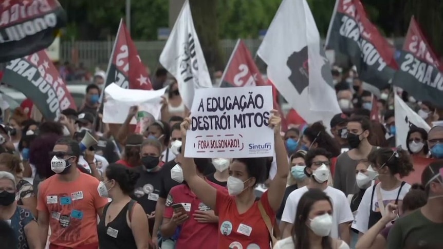 Brazilian demonstrators rally against President as COVID-19 death toll rises