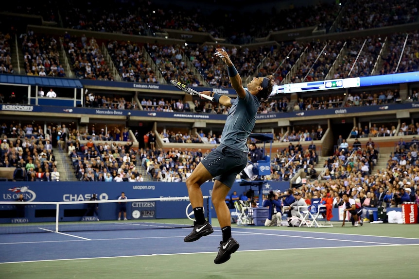Rafael Nadal jumping for joy