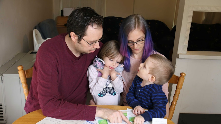 Peter Gagliardi and Emily Maron, with five-year-old Amytiel and three-year-old Jack.