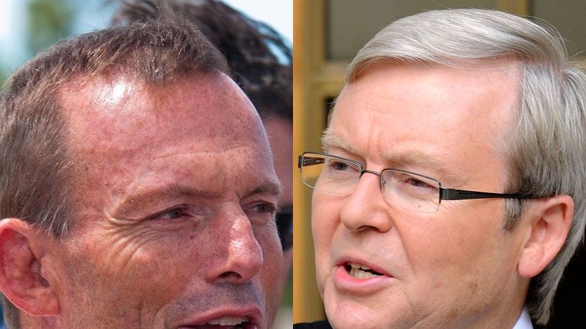 For the second year, Mr Abbott and Mr Rudd spoke at the Brisbane Saint Patrick's eve dinner.